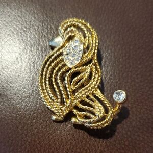 Gerry's Gold-Tone Crystal Accent Women's Poodle Brooch - Elegant Swirl Design